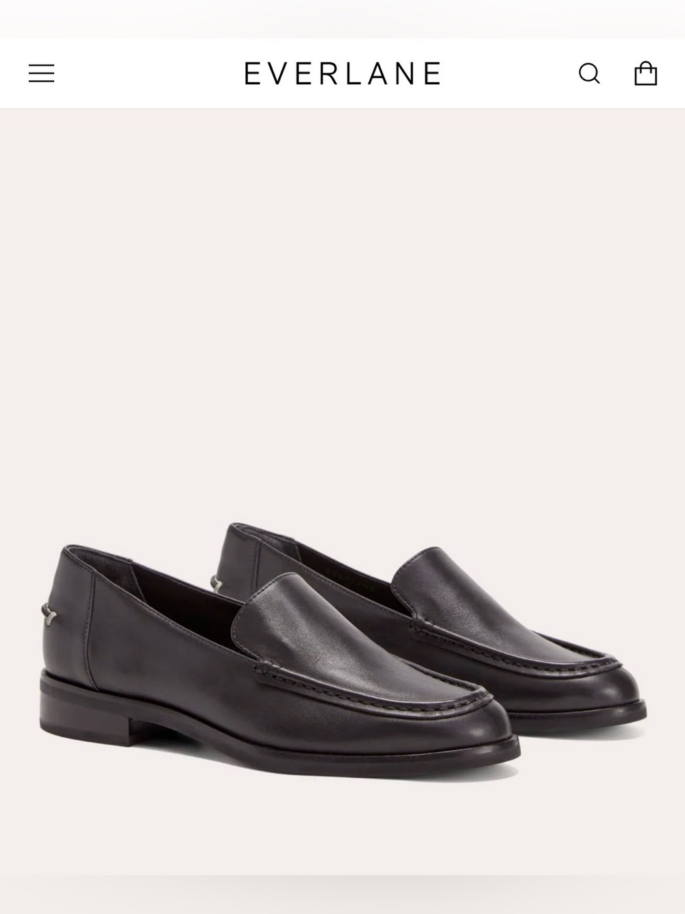 Everlane Black Leather Slip-On Loafers